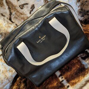 kate spade square black leather handbag shoulder bag crossbody